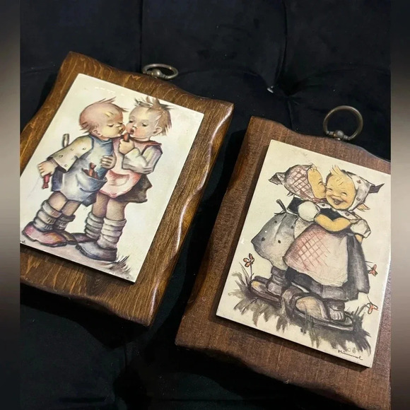 Vintage Hummel Wood Wall Plaques Made in USA German Boy & Girl Sisters Brothers - Picture 10 of 13